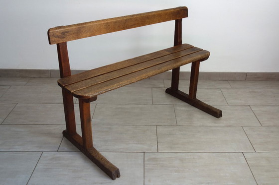Image 1 of Rustic School Bench, 1950s