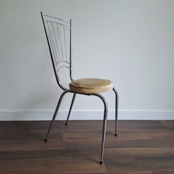 Image 1 of Ensemble de 2 chaises chromées vintage avec coussins