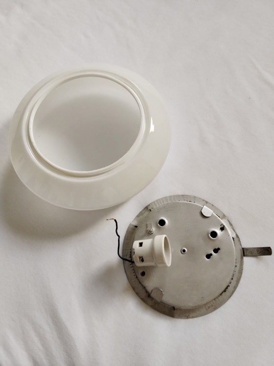 Vintage Mid-Century Opal Glass Ceiling Light / Wall Light – German Architectural Design (1960s) – Ceramic (photo 4 of 7)