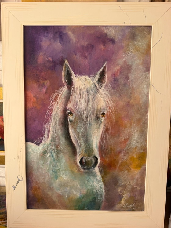 Acryl schilderij paard, Schilderijen & Tekeningen, Anders, Meerdere kleuren (foto 3 van 8)