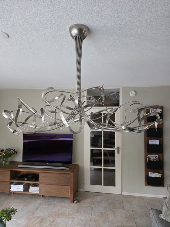 Image 1 of Grande suspension en métal blanc