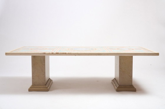 Image 1 of Marble and marquetry coffee table, 1970