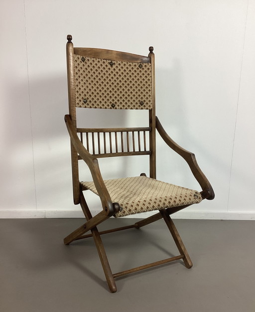 Antieke vintage officiers safari stoel 1880 victoriaans