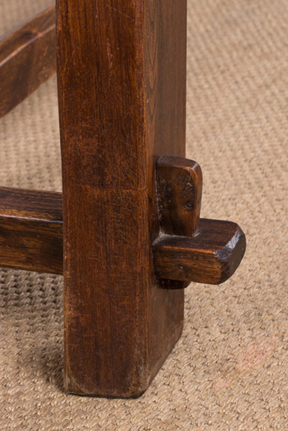 Image 1 of Large Brutalist style dining table, farmhouse style, in solid elm in the style of Olavi Hanninen 1960.