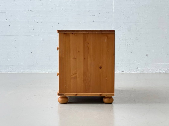 Solid Pine Chest of Drawers with 2 Drawers, Country Style, 1990s, Sideboard, Wood, Beige (photo 12 of 15)