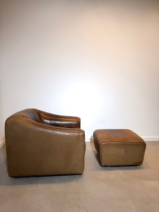Fauteuil lounge vintage en cuir De Sede DS-47 avec repose-pieds (photo 2 of 7)