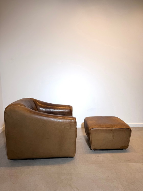 Fauteuil lounge vintage en cuir De Sede DS-47 avec repose-pieds (photo 2 of 7)