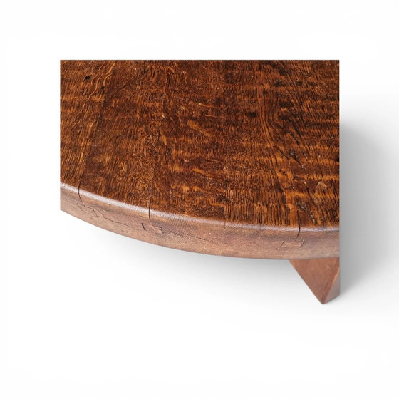 Brutalist oak coffee table / heavy weight 75 kg / 1960s – Coffee table books (photo 13 of 19)
