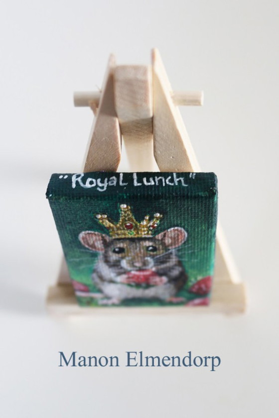 Image 1 of Hand-painted Painting Mouse "Royal Lunch"