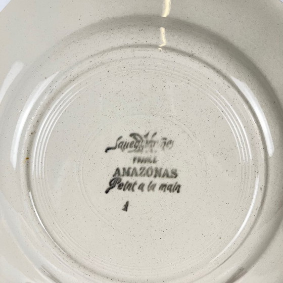 Image 1 of Set of 4 Sarreguemines "Amazonas" dinner plates, late 19th-early 20th century