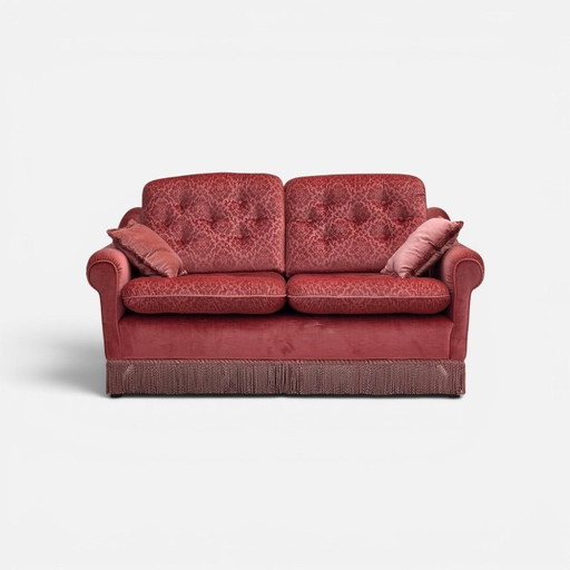 1980s, Scandinavian 2-seater sofa, pink furniture velour.