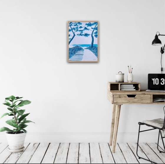 Image 1 of Blauwe Oost-Indische inkt op 300g fabriano papier.  Formaat 40x30cm.