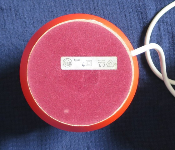 Image 1 of Temde Type 4 lampe de table lampe de table boule blanche pied orange