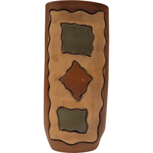 Vintage brown ceramic vase, France