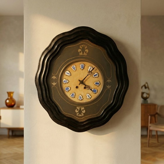 Image 1 of Vintage wandklok, houten kast, decoratieve wandklok uit het midden van de 20e eeuw, circa jaren 1950-1960
