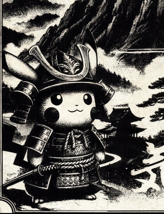 Image 1 of Kunstwerk Pikachu (Pokemon) Journing to te rising sun