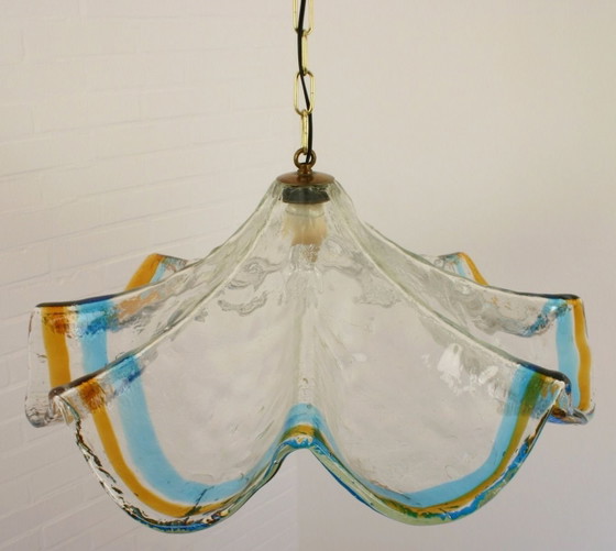 Image 1 of Lámpara colgante grande de cristal de Murano soplado a mano | Italia | Década de 1970 | Diseño de vidrio orgánico