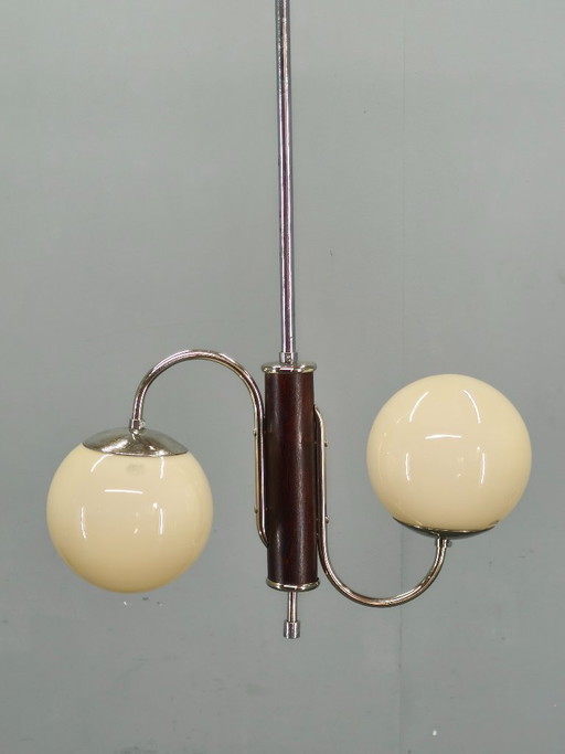 Tsjechische art-deco kroonluchter van chroom en glas, jaren 1930