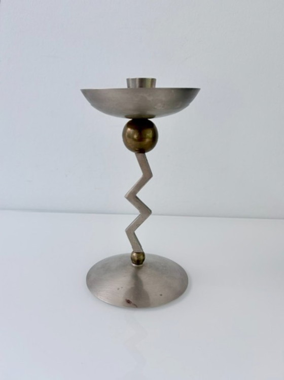 Portacandele Vintage Postmoderno Ottone/Nichel Anni '80 – Metal (photo 8 of 13)