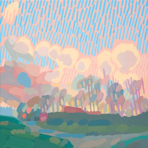 Tableau de soleil et de nuages, pièce unique peinte à la main, nature, paysage, ciel, peinture acrylique 40x40cm