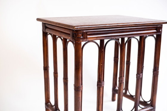 Image 1 of Vintage bamboo table in elegant dark brown