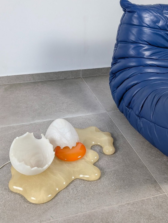 Marco Ricciardi Broken Egg Alabaster Table Lamp Sculpture, Italy, 1980s – Metal, Plastic (photo 4 of 21)