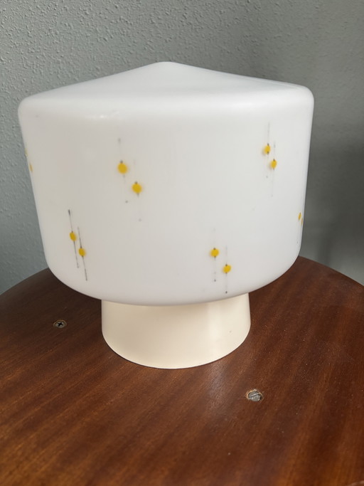 Vintage Plafondlamp Melkglas Retro Print