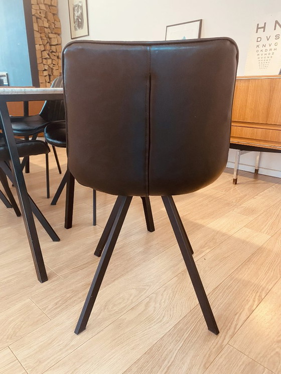8 Stoelen Vintage Mat Zwart Nieuwstaat – Eetkamerstoelen, Metal, Skai (photo 4 of 6)
