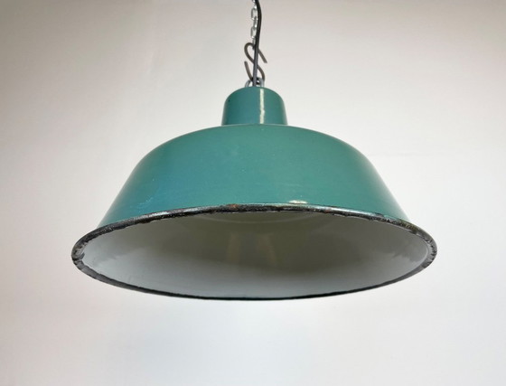 Image 1 of Industrial Petrol Enamel Pendant Lamp, 1960s