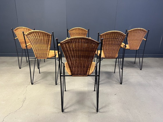 Image 1 of Rotanstoelen van Frederick Weinberg, jaren 60, set van 6