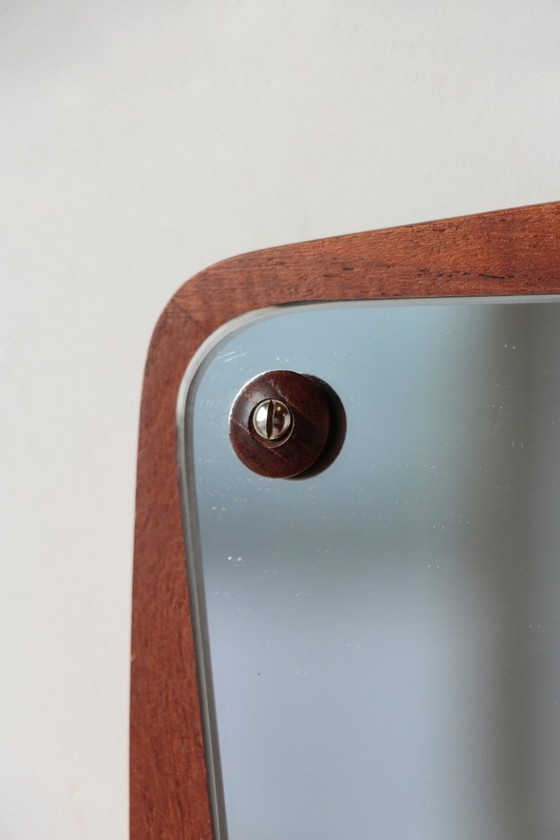 Image 1 of Scandinavian Teak Wall Mirror with Drawers – Mid-Century Danish Design