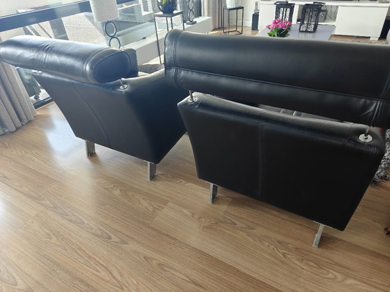 Image 1 of Divano Leolux Patachou e 2 poltrone in pelle nera