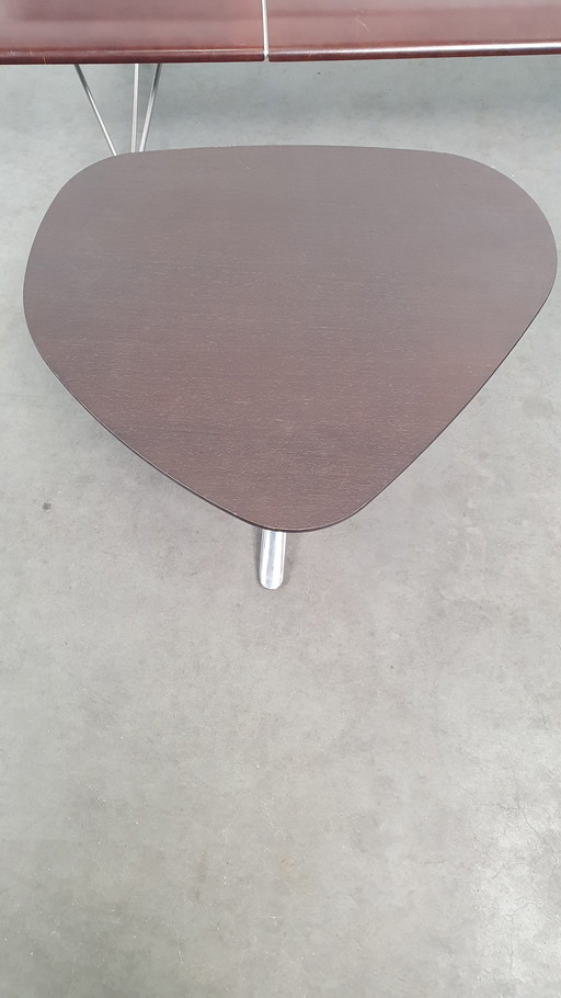 Kei BULO design coffee table organic, dark brown oak veneered