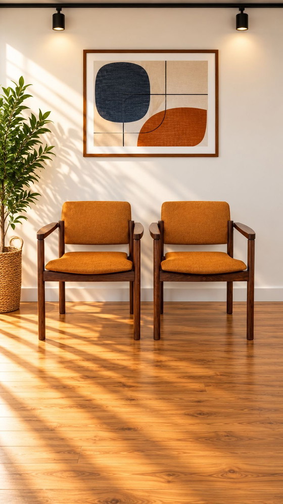 6 sedie da pranzo vintage Kush+co design scandinavo, Tessile, Legno, Marrone (foto 3 di 10)