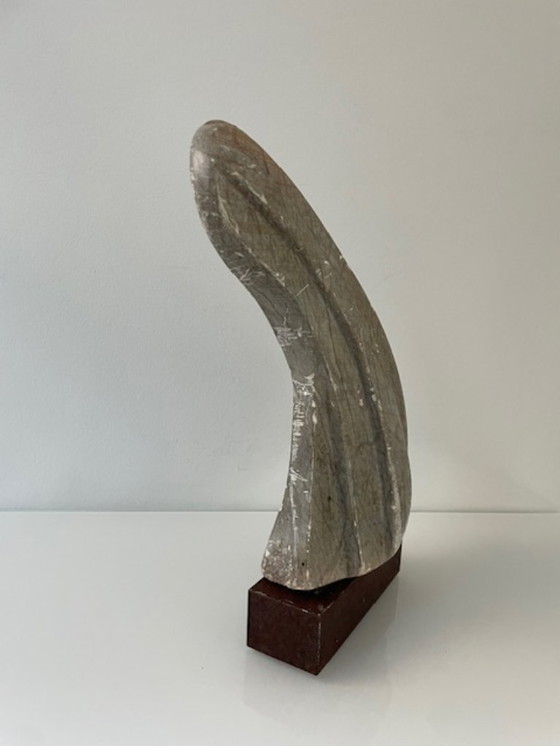 Image 1 of Scultura brutalista in pietra su acciaio Corten