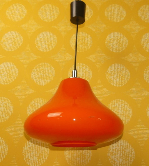 Deckenlampe 70er Jahre orange Überfang Glas Lampe pop art
