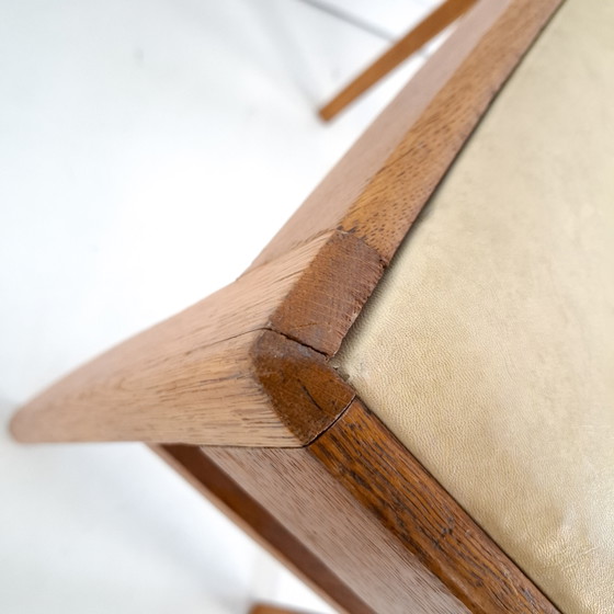 Image 1 of Tabouret vintage en chêne, style moderne du milieu du siècle, années 1970