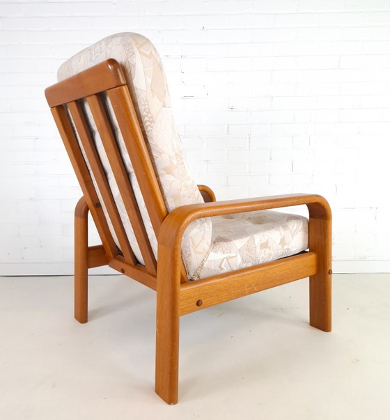 Vintage Teak Armchair With Ottoman Danish Design 70s – Textile, Wood (photo 4 of 10)