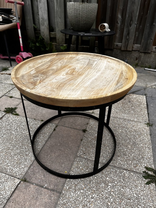 Rustieke salontafel massief hout met staal