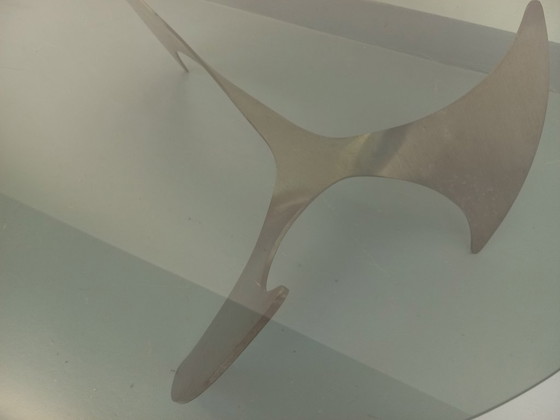 Image 1 of Vintage Propeller Coffee Table by Knut Hesterberg in Steel and Smoked Glass from the 1960s