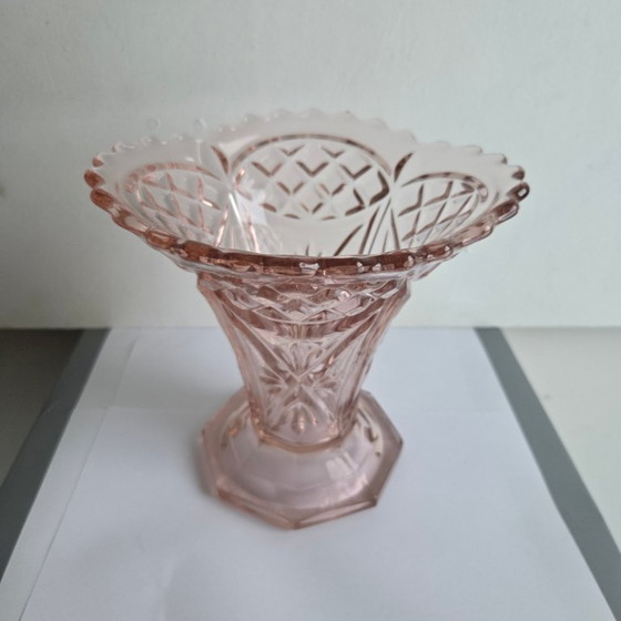 Rosa Pressglasvase Art Deco Stil – Vasen (photo 5 of 5)
