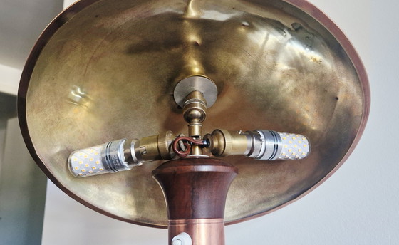 Image 1 of Art Deco verstelbare lamp - Messing en hout