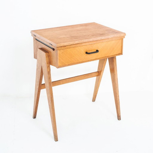 Consolle o tavolino vintage. Gambe oblique in rovere - Francia anni '60 – consoles, Wood (photo 2 of 13)