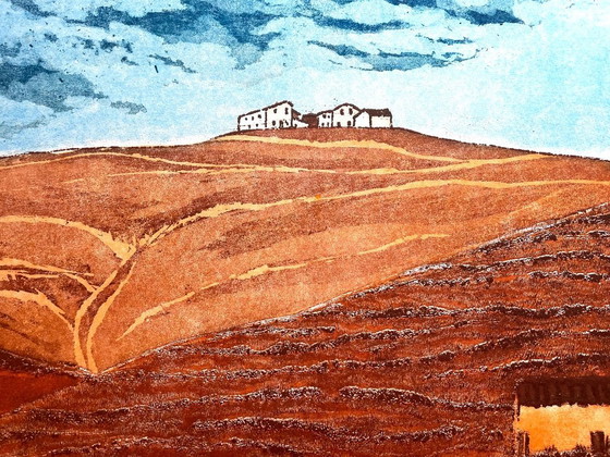 Image 1 of Tramontesulla creta. Acquaforte a colori di Margo Ellen. 