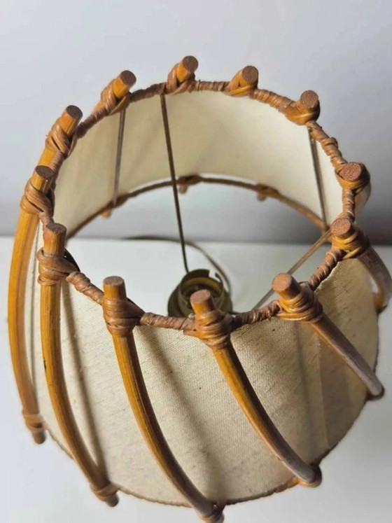 Vintage table lamp by Louis Sognot in wicker/bamboo - 1950s/60s – Scandinavian (photo 4 of 7)