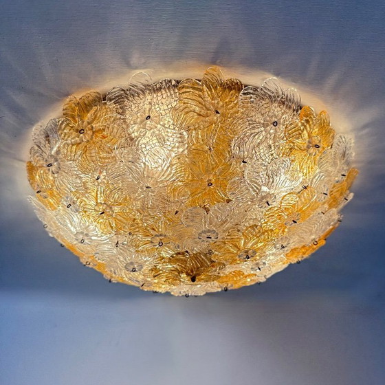Image 1 of Barovier & Toso Wall Sconce / ceiling lamp , Millefiori flowers , Italy , 1970s