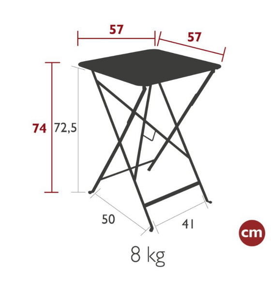 Fermob Bistro Set - Tafel 57x57 (Ref. 6042) + 2 Metalen Stoelen (Ref. 0101) - Carbone 47 – Tuinsets (photo 8 of 8)