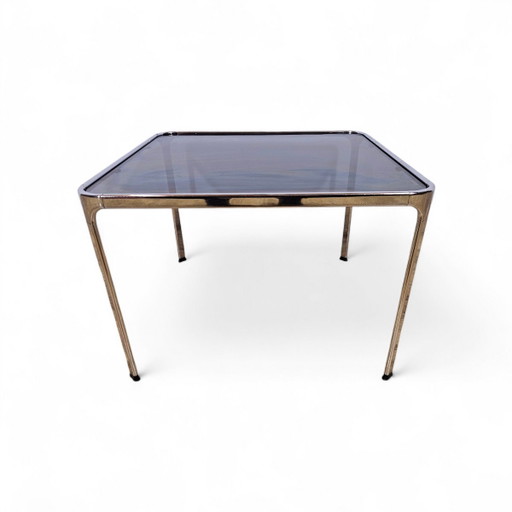Mid-Century Modern Salontafel in chroom en rookglas, Italië, jaren 70