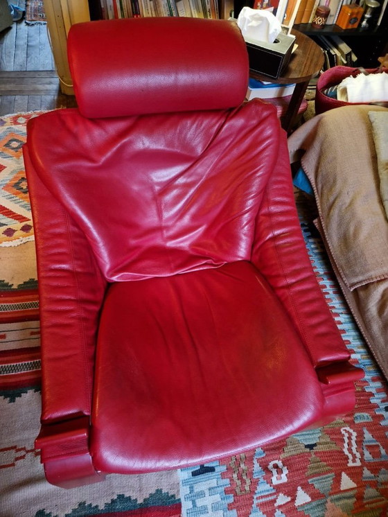 Image 1 of MAGNIFICA POLTRONA IN PELLE ROSSA ROCHE BOBOS