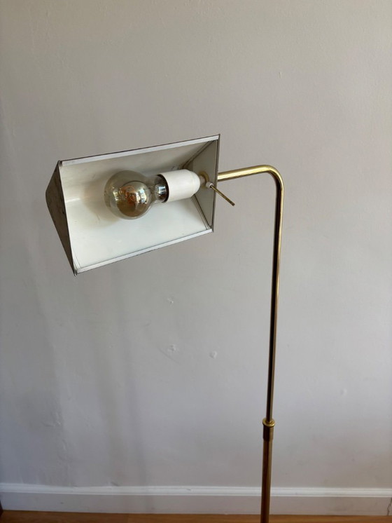 Image 1 of Mid Century Veb Leuchtenbau Lengefeld - 60S Lampadaire Vintage en laiton